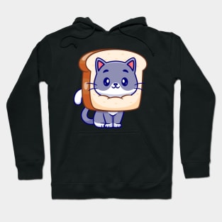 Cute Cat In Bread Cartoon Hoodie